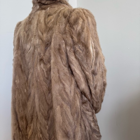 Vintage Taupe Mink Fur Coat 1960s Soft Brown Luxury Mid-Century Glamour S/M - Picture 6 of 13